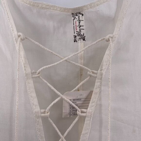 Intimately Free People Size S Off White Semi Shear Batwing Lace Front Maxi Dress - Picture 5 of 8